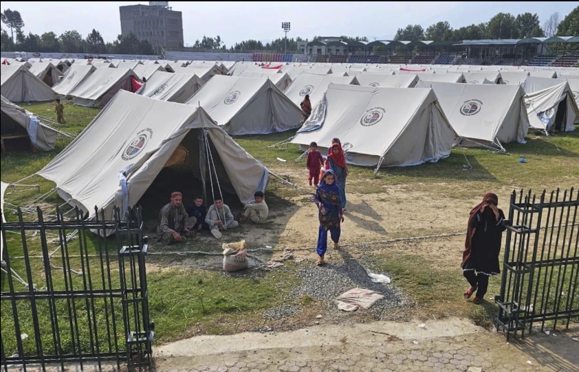 Camps for IDPs were set up in the sports complex