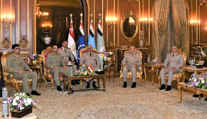COAS FM Asim Munir with the Egyptian Minister of Defense General Abdul Maged Sagar in Cairo