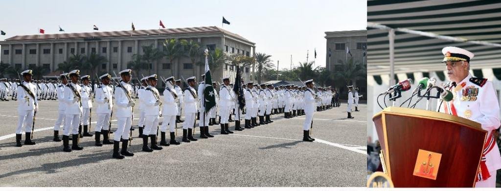 The Commissioning Parade of 124ᵗʰ Midshipmen and 32ⁿᵈ Short Service Commission Course (SSC) was held at Pakistan Naval Academy, Karachi, marking the passing out of 90 Midshipmen and 34 SSC cadets.