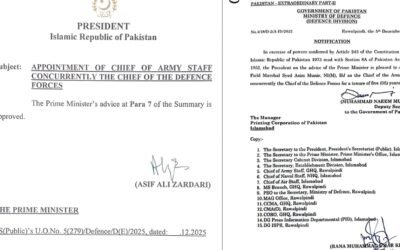 Field Marshal Asim Munir Officially Appointed Pakistan’s First Chief of Defence Forces