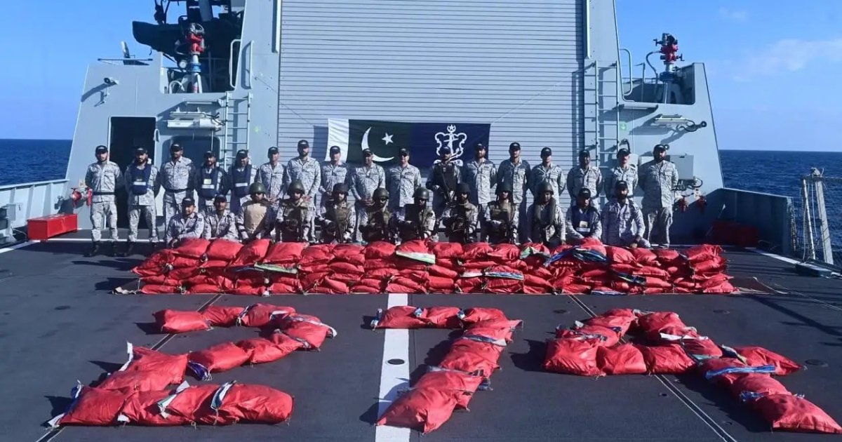 Pakistan Navy Seizes 1,500 KG Hashish Valued at $3 Million During Regional Maritime Security Patrol