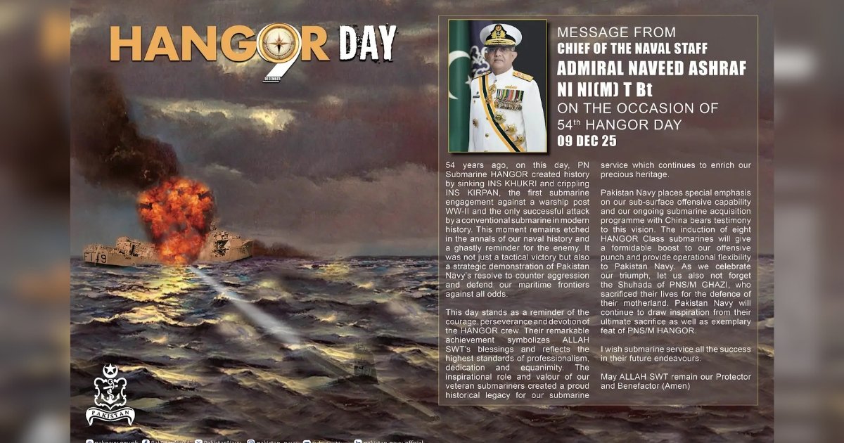 The Legendary Feat of PN Submarine Hangor, A Symbol of Pakistan Navy’s Indomitable Spirit