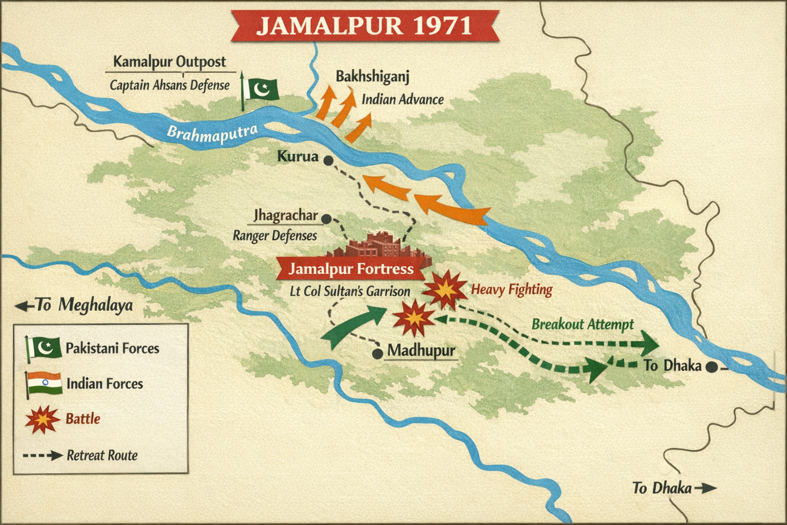  Map of Jamalpur during the said offensive, 1971, generated by AI