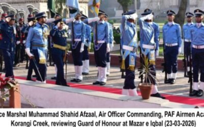 PAF Contingent Takes Charge of Guard Duties at Mazar-e-Iqbal on Pakistan Day