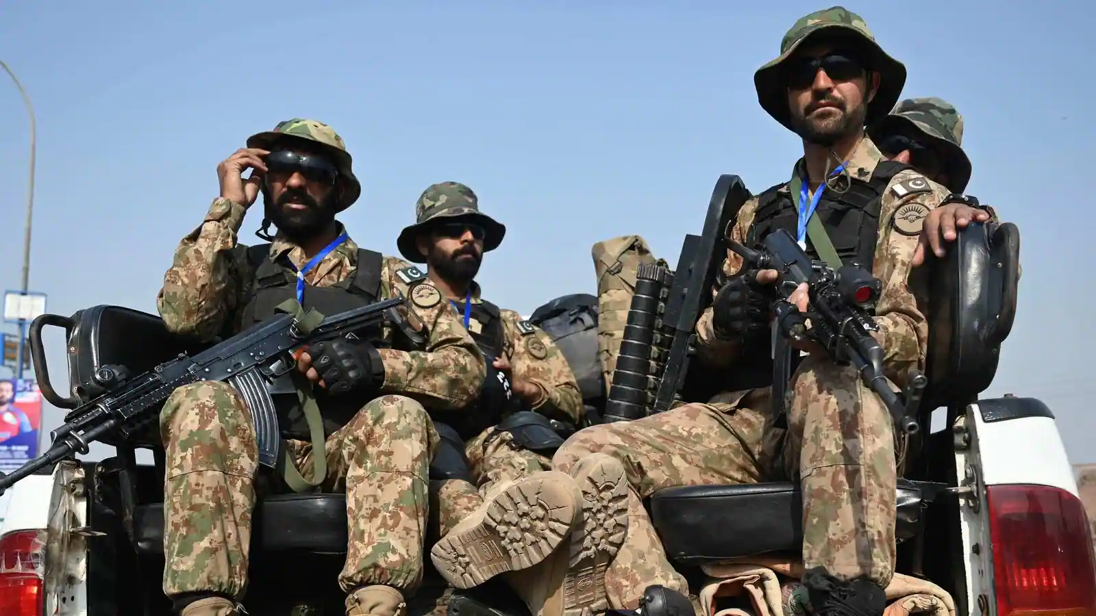 Pak Army personnel in a military vehicle